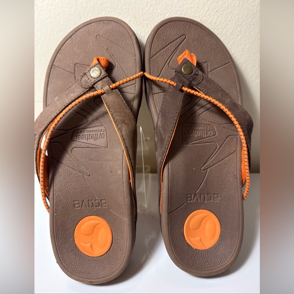 Vibram Sandals Womens Flats Comfort Orthoheel Brown Orange Cascade Size 5